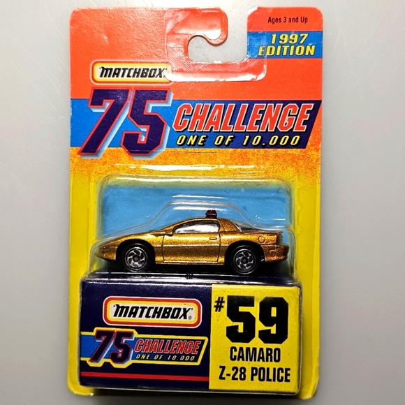 MATCHBOX 1997 Edition Gold Painted Camaro Z-28 Police Car Model - Picture 10 of 13